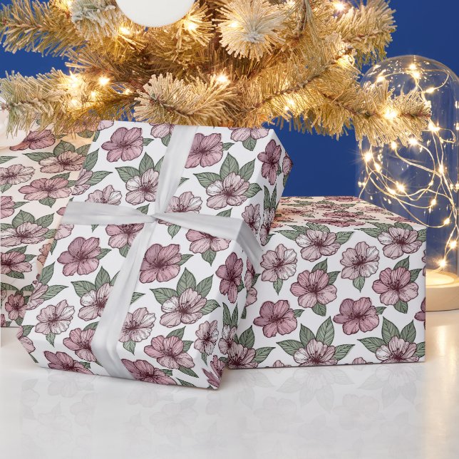 Stylized Blossoms — Premium Modern Vector Florals Wrapping Paper (Holidays)