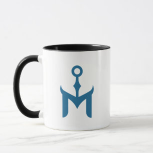 Stylized Blue Anchor and Letter M Mug