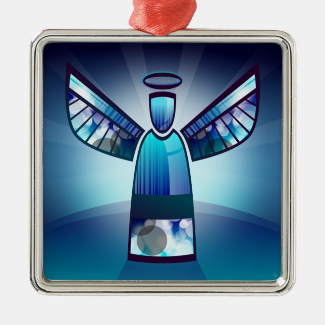 Stylized Blue Angel Metal Ornament (Front)