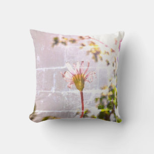 Stylized Blue Daisy Flower Cushion Throw Pillow