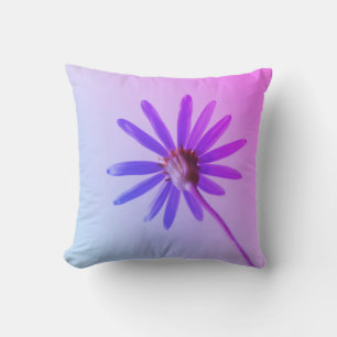 Stylized Blue Daisy Flower Cushion Throw Pillow