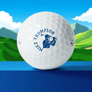 Stylized Blue Golf Player with Name  Balls