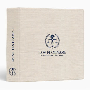 Stylized Blue Justice Logo Beige Linen Texture 3 R Binder