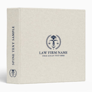 Stylized Blue Justice Logo Beige Linen Texture 3 R Binder