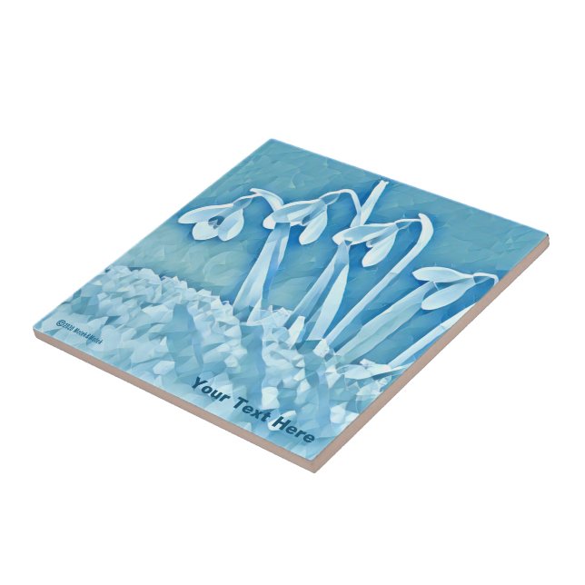Stylized Blue Snowdrops Tile (Side)