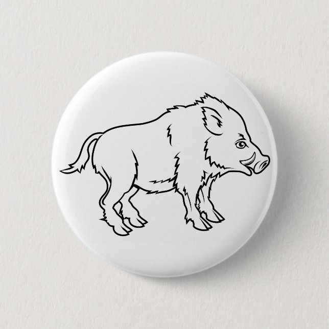 Stylized boar illustration 2 inch round button (Front)