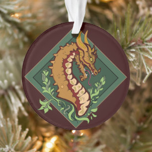 Stylized Brown Dragon Ornament