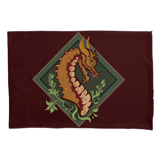 Stylized Brown Dragon Pillowcase (Front)