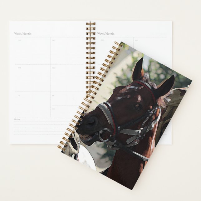 Stylized Brown Horse Smiling Head Sketch Planner (Display)