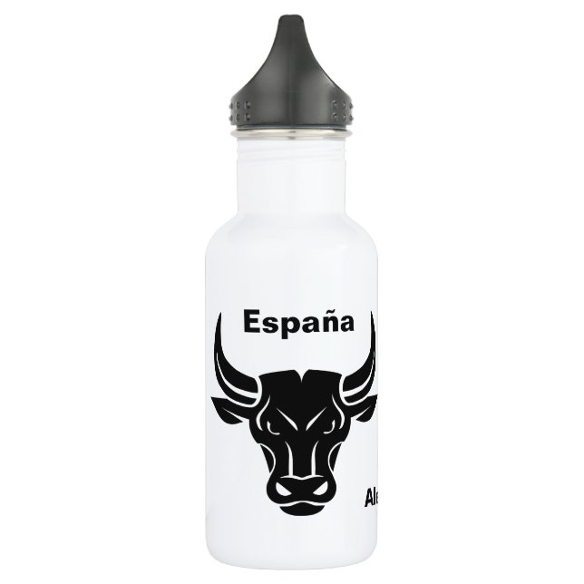 Stylized Bull custom name & text water bottles (Left)