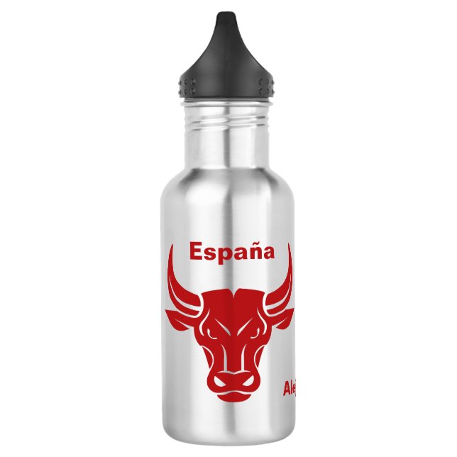 Stylized Bull custom name & text water bottles (Left)