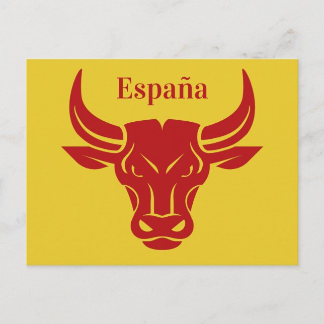 Stylized Bull custom text & colour postcard (Front)