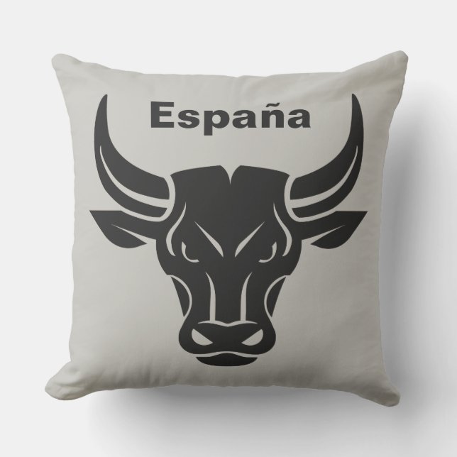 Stylized Bull custom text & colour throw pillows (Front)