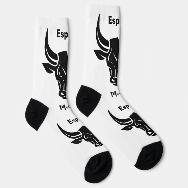Stylized Bull custom text Socks (Right)