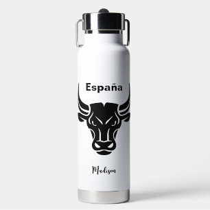 Stylized Bull custom text Water Bottle