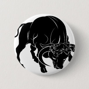 Stylized bull illustration 2 inch round button