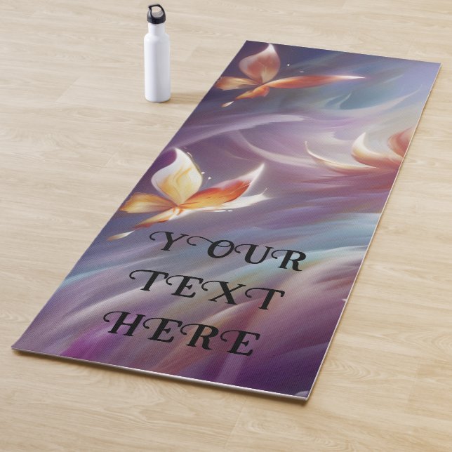 Stylized Butterflies and Flower Custom Yoga Mat (In Situ)