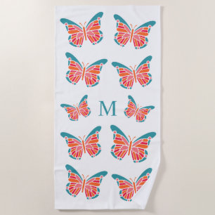 Stylized Butterflies custom monogram towel