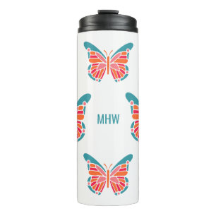 Stylized Butterflies custom monogram tumbler