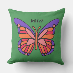 Stylized Butterfly custom monogram throw pillows