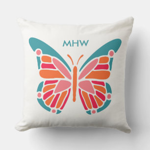 Stylized Butterfly custom monogram throw pillows