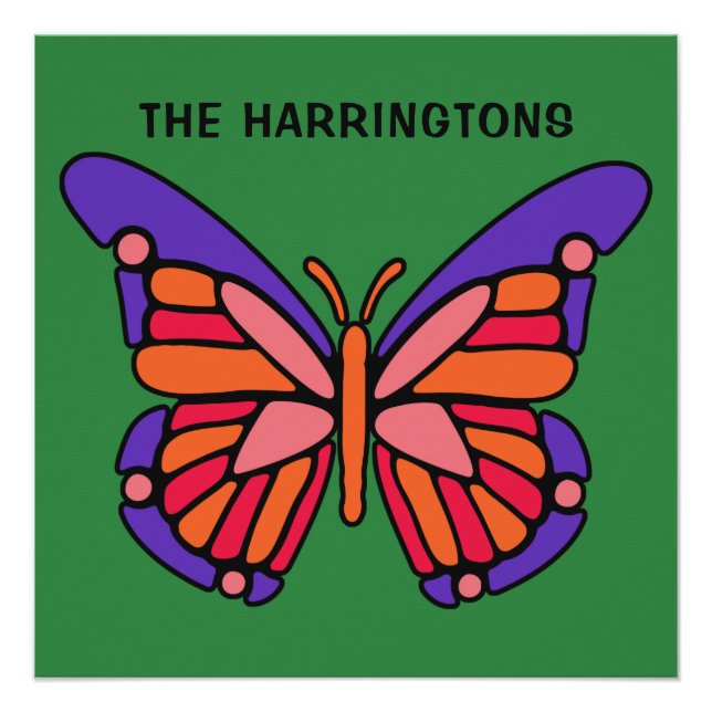 Stylized Butterfly custom name poster (Front)