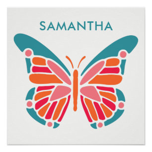 Stylized Butterfly custom name poster