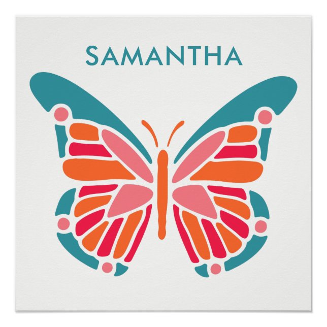 Stylized Butterfly custom name poster (Front)