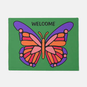 Stylized Butterfly custom text & colour door mats