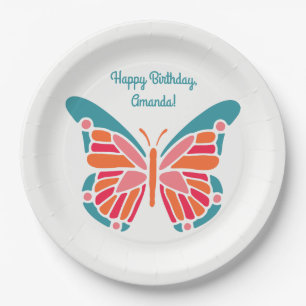 Stylized Butterfly custom text paper plates