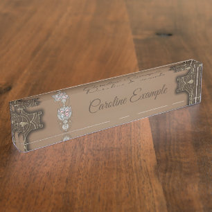 Stylized butterfly  nameplate