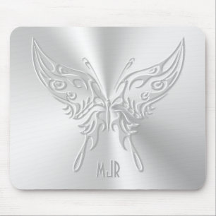 Stylized Butterfly Round Tail, Embossed-effect Mouse Pad
