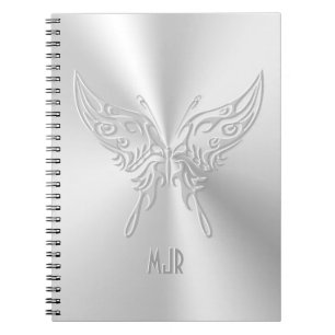 Stylized Butterfly Round Tail, Embossed-effect Notebook