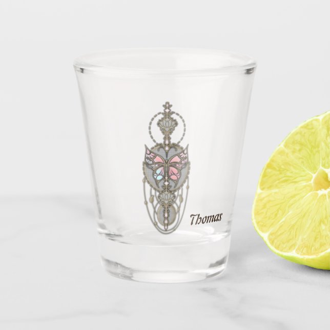 Stylized butterfly  shot glass (Front)