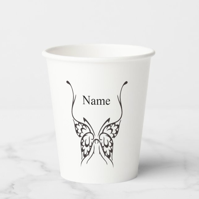 Stylized Butterfly Tattoo Art Illustration Paper Cups (Front)