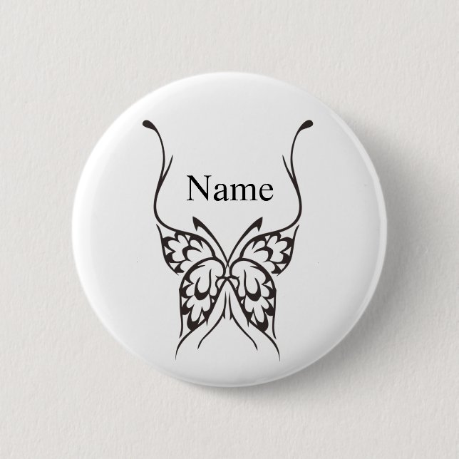 Stylized Butterfly Tattoo Thunder_Cove  2 Inch Round Button (Front)