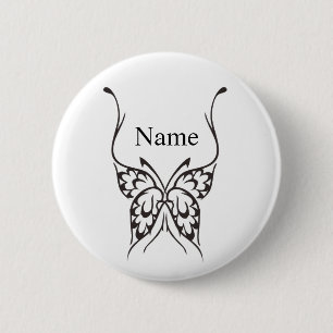 Stylized Butterfly Tattoo Thunder_Cove  2 Inch Round Button