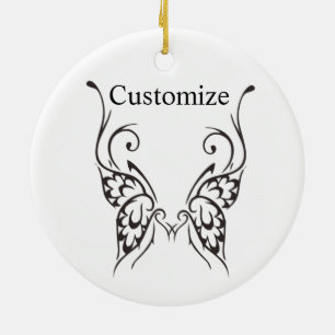 Stylized Butterfly Tattoo Thunder_Cove Ceramic Ornament