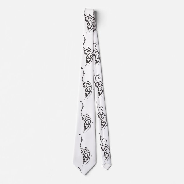 Stylized Butterfly Tattoo Thunder_Cove Tie (Front)