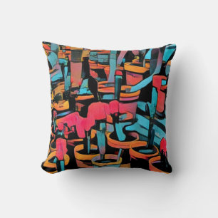 Stylized Cactus Funky Throw Pillow