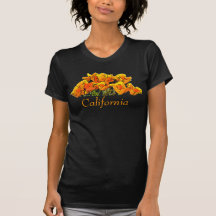 Stylized California Poppy Art, "California" text