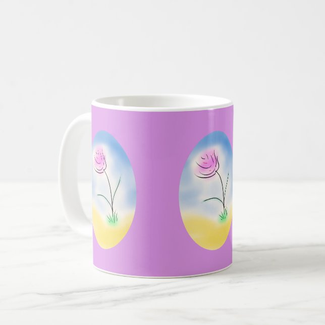 Stylized Cameo Scene of a Happy Flower - Coffee Mug (Front Left)