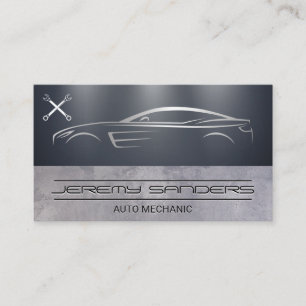 Stylized Car   Auto Repair Wrench Logo  Business Card