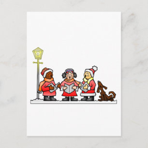 Stylized Cartoon Christmas Carolers Caroling Holiday Postcard