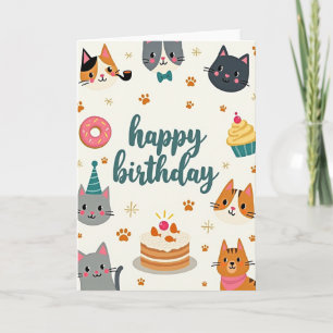 Stylized Cat Birthday Card