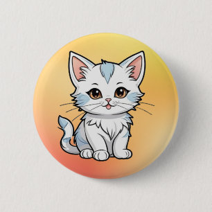 Stylized Cat Cartoon Line Art Design-52316 2 Inch Round Button