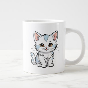 Stylized Cat Cartoon Line Art Design-52316 Large Coffee Mug