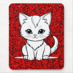 Stylized Cat Kitten Line Art Design-52315 Mouse Pad