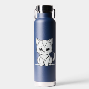 Stylized Cat Kitten Line Art Design-52315 Water Bottle