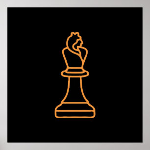 Stylized Chess Queen Illustration over Black Poster